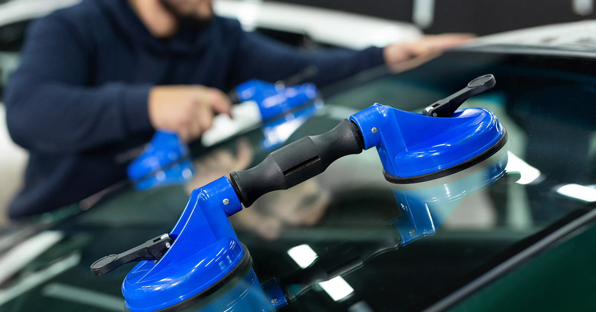 Auto Glass Repair in progress